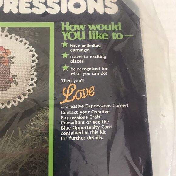 Vintage 1983 Creative Expressions Christmas Counted Cross Stitch Kit NEW SEALED - Picture 3 of 7